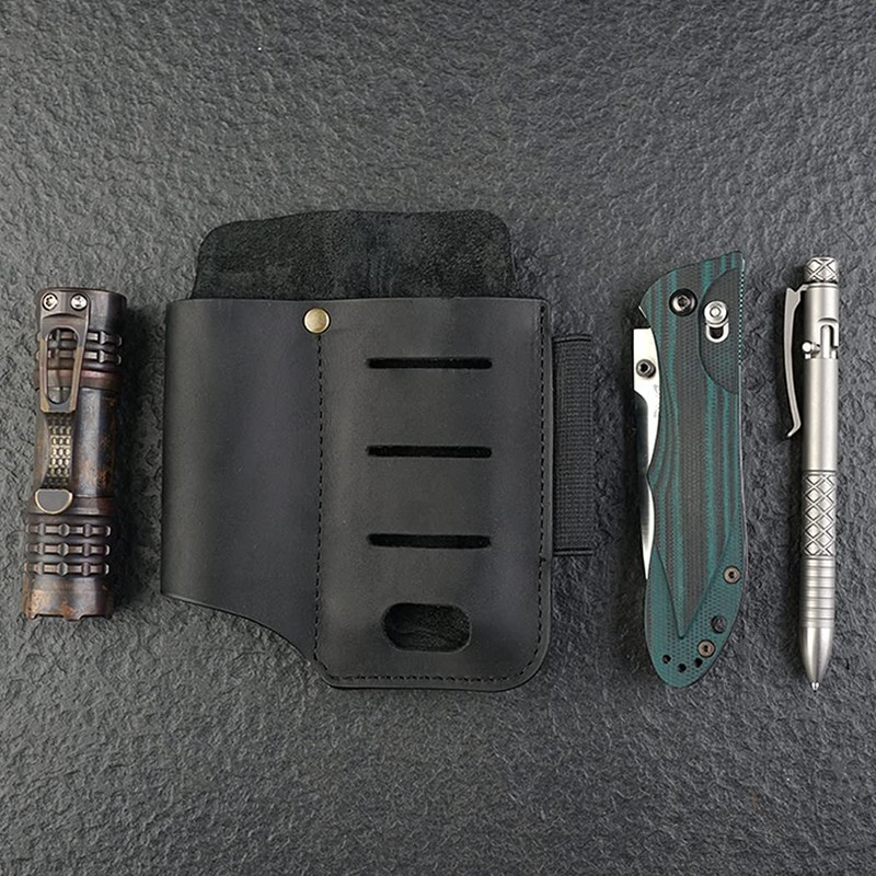 VIPERADE PJ15 Multitool Sheath for Belt, Leather Flashlight Holster, EDC
