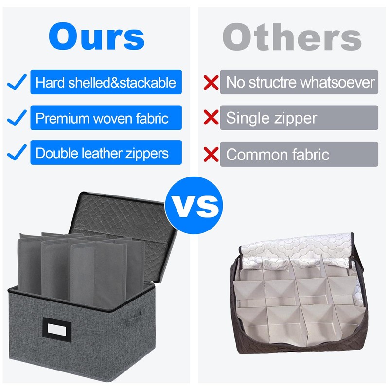 VERONLY 2 Pack Stemware and Glassware Storage Cases - Hard