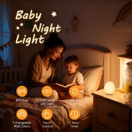 AuroraNiteBeam Silicone Baby Night Light,Egg Night Light for Baby Nursery, 7 Colors Changing & 30-Min Timer Portable Nursery Night Lamp forBaby Nursery & Kids Bedroom,DIY Hand - Painted Custom Lamp