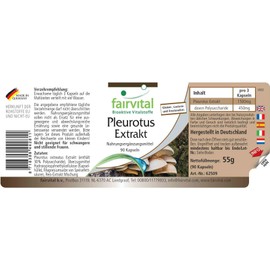 Fairvital Pleurotus Extract 500 mg - High Dose - Pleurotus ostreatus (Oyster Sling) - 30% Polysaccharides - Vegan - 90 Capsules