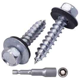 SKIR'CO (40 pcs) Zinc Plated Roofing Screws, 6.5 x 32 mm Self-Tapping Screws With EPDM Washers, Hex Head