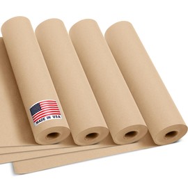 Paclord 12" x 1200" (100 ft) Natural Kraft Paper Roll (Value Pack – 4 Rolls) – Made in USA, 100% Recyclable Packing Paper, Brown Wrapping Paper for Shipping, Packaging, Crafting & Gift Wrapping