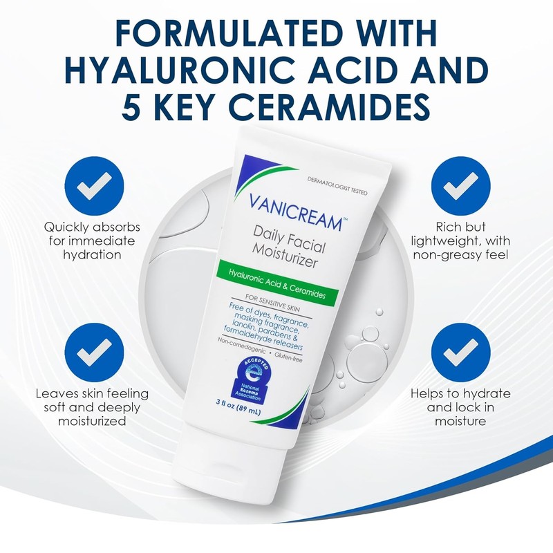 Vanicream Daily Facial Moisturizer with Ceramides and Hyaluronic Acid -