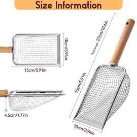 Powmag Katzenklo Schaufel, Streuschaufel Katzenklo Metall, 5 mm Katzenstreuschaufel Fein Katzenstreu Scoop, 27 x 10 cm Katzenstreu Schaufel mit Holzgriff, Katzenstreuschaufel für Feine Katzenstreu