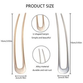 4 Pieces U-Shaped Vintage Style Metal Hair Fork, Chignon Pin Updo, French U-shaped Hairpin, Hair Clip Forks, U Shape Hair Pin Hairstyle, Metal Hair Pin
