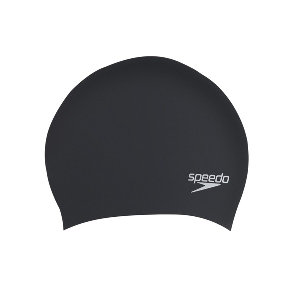 Speedo Unisex Long Hair Swim Cap, Black, One Size