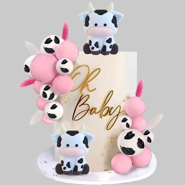 LXASIY - Decoración para tartas de vaca, lindas cifras de animales de vaca, para fiestas de baby shower, niños, decoración de fiesta de cumpleaños, 1 unidad