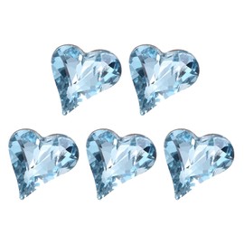 MECCANIXITY 5 Pcs 3D Heart Blue Nail Rhinestones 12x13mm K9 Glass Crystal Rhinestones Pointed Back Crooked Heart Gems for Nail Charm Art DIY Craft