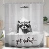 SVBright Funny Raccoon Shower Curtain 60Wx72L Inch Cute Kids Fun