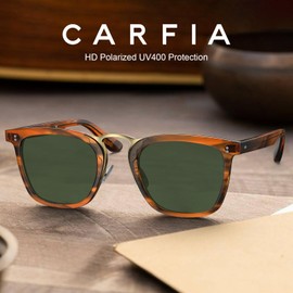 CARFIA Designer Metal Bridge Acetate Sunglasses for Men Polarized UV400 Protection CA5107