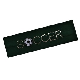 Funny Girl Designs SOCCER BALL Rhinestone Cotton Stretch Headband for Girls, Teens and Adults Soccer Team Gifts (Hunter Green)