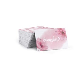 Blank Bonus Cards to Fill In (Pack of 100) Stamp Cards with Space for Customer Names and Company Stamps, Cards with Modern Designs (Floral Pink)