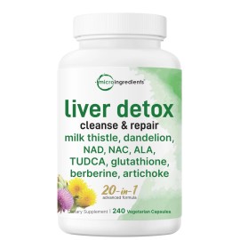 Liver Detox 240 Veggie Capsules | 20-in-1 Advanced Support Complex with Milk ...