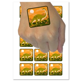 Brontosaurus Dinosaur Temporary Tattoo Water Resistant Fake Body Art Set Collection - 54 1" Tattoos (1 Sheet)