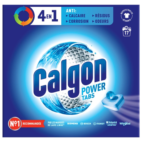 Calgon Powerball - Tablet 3 in 1, antiodore e anticalcare e detergente per biancheria (17 pastile)
