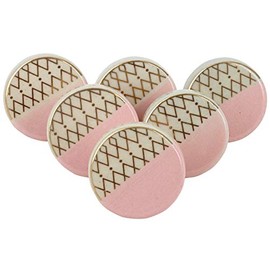 G Decor Pink and White Contrast Gold Designs Ceramic Door Knobs, Vintage, Shabby Chic, Interior Furniture, Cabinet Cupboard Drawers Pulls Handles (6-Pack)
