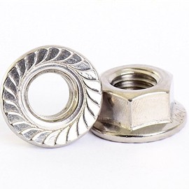 Bolt Base A2 Stainless Steel Hex Serrated Flange Nuts Flanged Nuts M6 X 1.0mm Pitch - 50