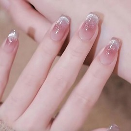 Nail Tips, Set of 30, False Nails, Morases, Purple, Magnet, Glossy Nails, Finger Parts, Double-Sided Tape, 48 Sticks, File, Alcohol Pad Included, Purple