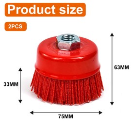 UHETLET Pack of 2 Cup Brush Angle Grinder Nylon Brush Drill Diameter 75 mm Nylon Brush Angle Grinder Sanding Brushes for Wood Nylon Brush Nylon Brush for Drill Cordless Screwdriver
