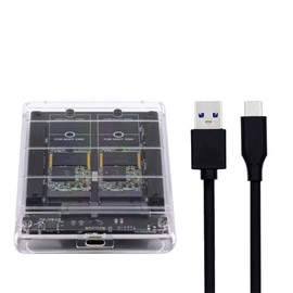 NFHK Dual NGFF B+M-Key M.2 SSD Card JOBD Raid0 Span Bridge to USB3.0 Type-C USB-C 2.5inch SATA Combo Enclosure