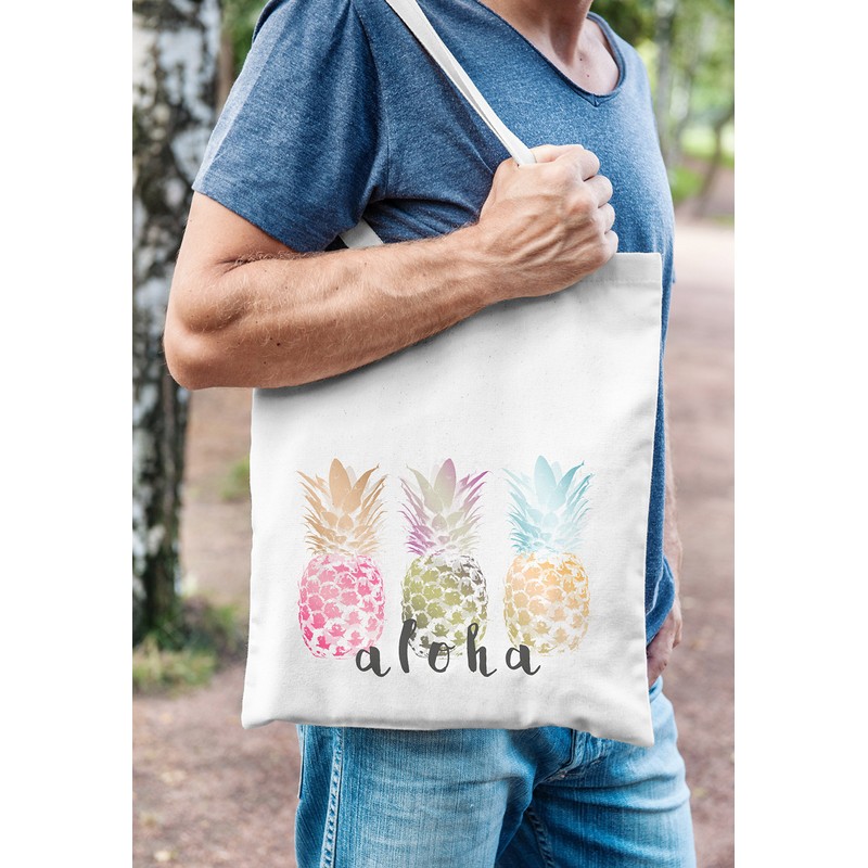 Jute Bag Aloha Ananans Pineapple Summer Cotton Bag Fabric Bag