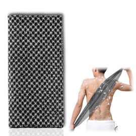 Japanese Exfoliating Towel, 1 Piece Extra Long Exfoliating Washcloth, Exfoliating Body Scrub Loofah Back Scrubber, for Men Women Exfoliation,Body Scrubbing Brush Loofah Exfoliator (Black)
