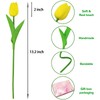 28pcs Yellow Flowers Artificial Tulip Stems Real Feel PU Tulips