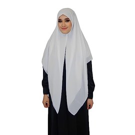 Lina & Lily Premium Chiffon Hijab Head Scarf Shawl Wrap for Muslim Women Square 145 x 145cm (White)