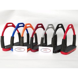 Lift Sports 4.75" Horse Flexible Safety Stirrups Saddle Irons Bendy Stainless English - Red