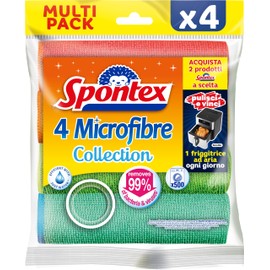 Spontex Microfibre x4, Orange, Yellow, Light Blue, Fuchsia