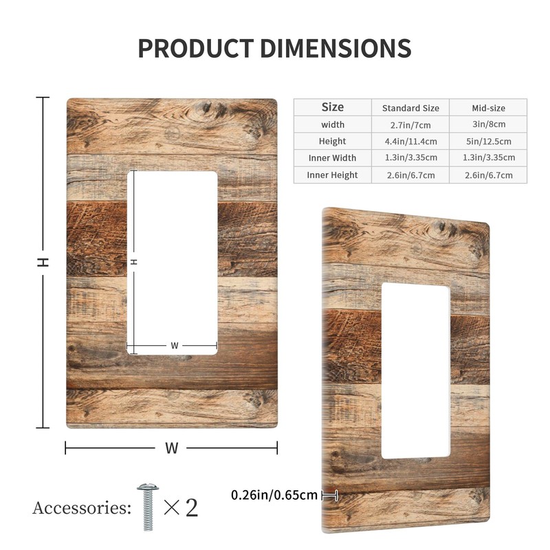 Brown Wood Rocker Light Switch Cover 1 Gang Single Decorator
