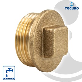 tecuro Plug with square, male thread G 1/2 inch, blank brass CW617N