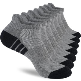 7 Pairs Mens 100% Cotton Cushioned Ankel Socks, Athletic Performance Running Moisture Wicking Breathable Low Cut Socks