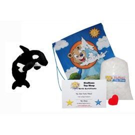 Make Your Own Stuffed Animal Onyx The Orca 16"- No Sew - Kit with Cute Backpack!