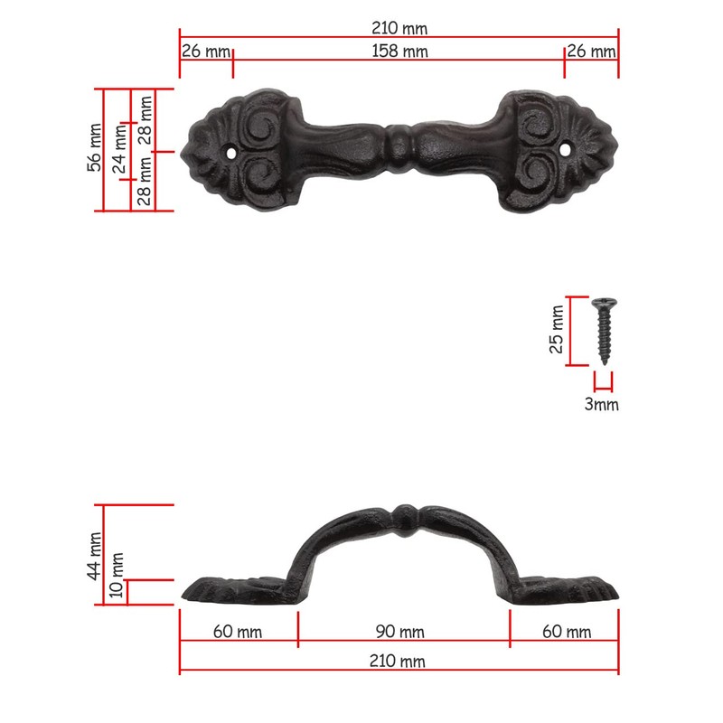 Fuxxer® Solid Rustic Door Handle Furniture Handle Drawer Handle Antique