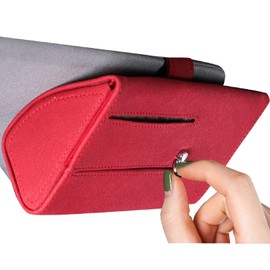 Cicogna Car Glasses Holder, Sunglasses, Glasses, Storage Case, PU, Universal, Car Sun Visor, Easy to Install, Pocket (Red)