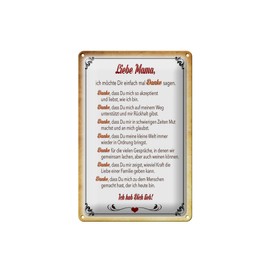 Schild Blech 20x30cm - Made in Germany - Spruch liebe Mama Ich hab dich lieb
