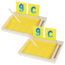 4PCS Montessori Sand Tray for Classroom, Wooden Sand Trays for Kids, Sand Writing Trays, Sand Letter Tracing Tray with Pen Sand and Cards for Writing Letters and Numbers (4)