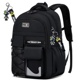 teenage student backpack,encrypted material， multiple compartments and large capacity backpack with anti-theft pockets，Water repellent backpacks suitable for middle and high school Men & Women, Black