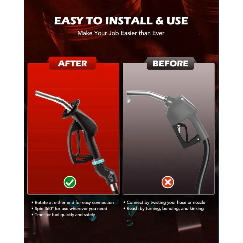 LokoCar 1"NPT Multi Plane 360 Rotating Fuel Pump Tank Hose