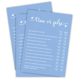 EXW Baby Shower Games, True Or False, Double-sided Filling Blue Minimalism Game Cards, Funny Baby Shower Games, Baby Shower Party Supplies & Decorations, 30 game Cards & 1 Answer Card -B07
