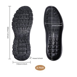 CHGCRAFT Shoe Replacement Rubber Soles for DIY Shoes 1 Pair Rubber Full Out Sole Black Wear Resistant Shoes Sole Raised Shoes Sole for Work Shoes and Boots, 290x97mm