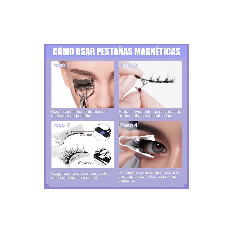 Ruishida 2 Pares Pestañas Magnéticas Reutilizables, Con Aplicador, Sin Pegamento,larga