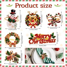 Napkin Rings Gold Napkin Ring Christmas Napkin Buckle 6 Pieces Napkin Holder Wreath Christmas Tree Table Decoration Vintage Decoration