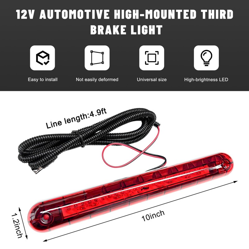 Rdxcv Third Brake Light, 24 LED 12V Waterproof Car High-Mounted