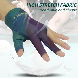 PolyMath Billiard Gloves Set of 10 3-Finger Snooker Gloves, Pool Cue Gloves, Spandex Lycra, for Left or Right Hand, Men and Women