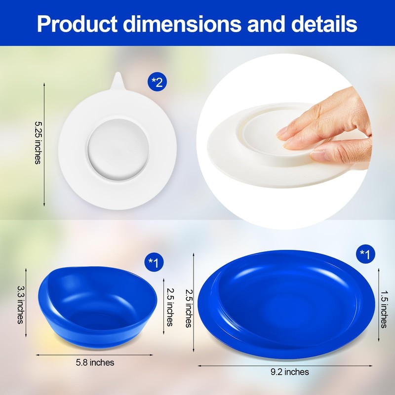 Spill Proof Scoop Plate and Bowl with Suction Base, Suction