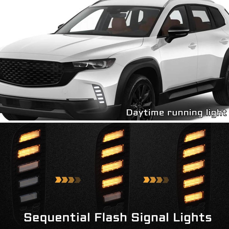 PGTOPONE Switchback White/Amber LED Front Bumper Fog Light DRL Amber