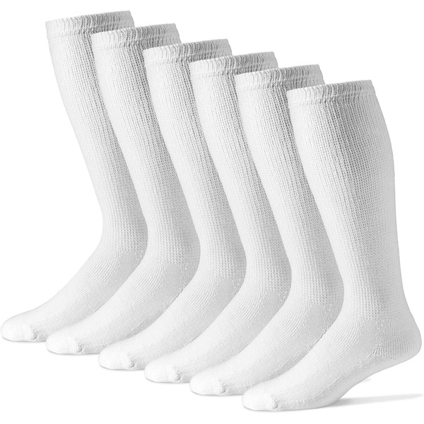 Diabetic Over The Calf Socks for Men - 12 Pack - White - Size 10-13