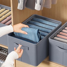 Thickened Pants Storage Box – Foldable Grid Organizer for Jeans